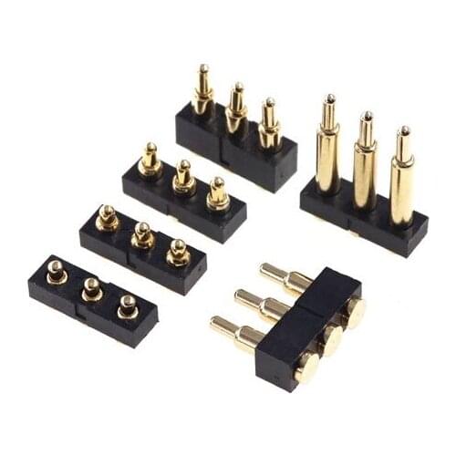 20 Pcs Spring Loaded Connector 3 Position 1x3 Pin Pogo 2.54 Pitch SMT 3.0 3.5 4.0 5.0 6.0 7.0 8.0 9.0 MM Height Single Row Strip