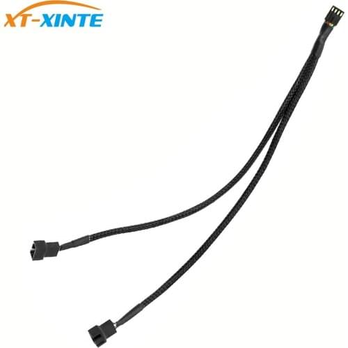 XT-XINTE CPU 4 pin PWM Fan Power Splitter Extension Adapter Cable 1 to 1 2 way Nylon Sleeved Extender Cable for PC Motherboard