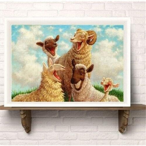 Needlework 5D Diy Diamond Painting Cross Stitch Four happy sheep Diamond Embroidery Rubiks Cube Drill Picture