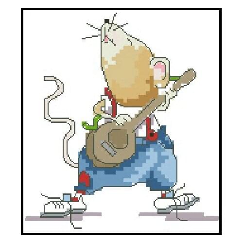 FREE Shipping High Quality cross stitch kit guitar mouse, ballerina mouse animal