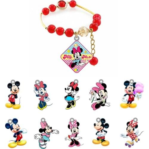 Disney Cute Bracelet Mickey Mouse Bracelet Red Bead Bracelet Acrylic Jewelry Resin Bracelet Daily Party Jewelry