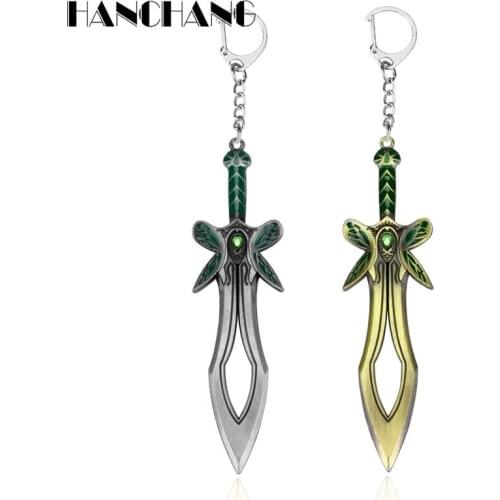 Hot Online Game Jewelry DOTA 2 Keychain Weapon The Butterfly Sword Pendants Key Ring Key Chains for Car Key Bags Gifts