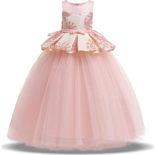 Long Flowers Girl Party Dress Kids Dresses For Girls Children Clothing Princess Dress Elegant Wedding Dress 10 12 Years