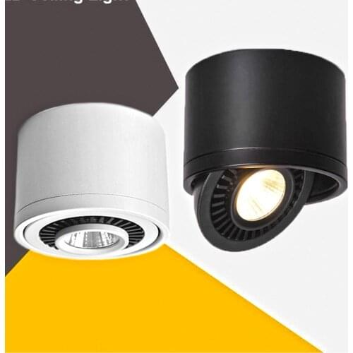 Dimmable 3W 7W 9W 12W ceiling light Surface mounted 360 degree rotatable led COB spot light Black/White Wall Mounted Down light
