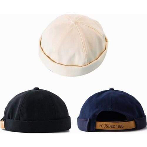 Women Men Unisex Sailor Cap Landlord Hat Beanies Rolled Cuff Brimless Hat Gift