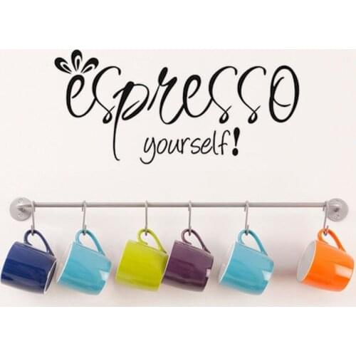 Espresso Yourself Coffee Wall Decal Kitchen Quote Home Decoration Sticker Mural Wallpaper decoration adesivo de parede YO-162
