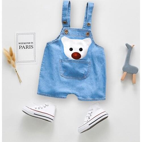 IENENS Toddler Overalls Shorts Girl Boy Thin Dungarees 0-3Y Summer Breathable Clothes Short Pants Baby Infant Denim Shorts