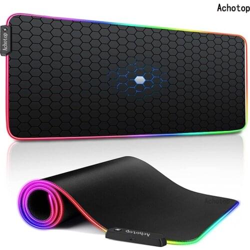 Gaming Mouse Pad XL Computer Mousepad RGB Hexagon Large Mouse Pad Gamer LED Mouse Carpet Mause Pad PC Desk Play Mat with Backlit
