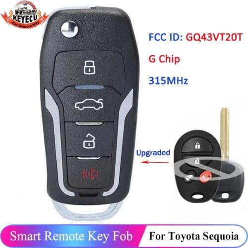 KEYECU 4 Button 315MHz G Chip GQ43VT20T Upgraded Flip Remote Car Key Fob for Toyota Highlander Sequoia Sienna Tacoma Tundra