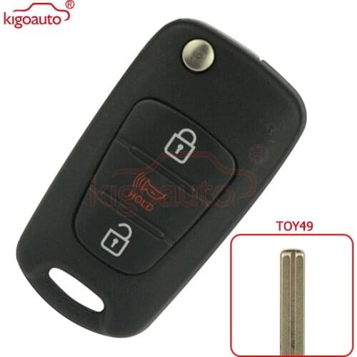 Kigoauto NYOSEKSAM11ATX Flip remote car key shell case for Kia Hyundai 3 button TOY49