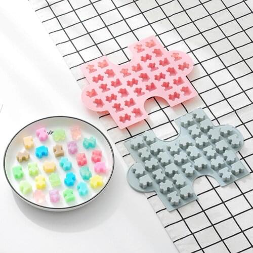 Creative Funny Ice Sphere Mold Reusable Food-grade Silicone DIY Jigsaw Chocolate Biscuits Mold for Kitchen Bar Supplies Tools