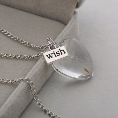 Fashion Real Dandelion Necklace Make One Wish Real Dandelion Seed In Glass Long Necklace For Lover