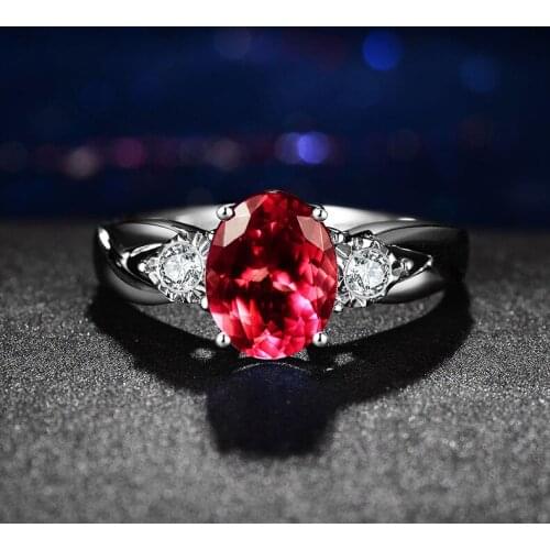 MOONROCY Crystal Wedding Ring Silver Color Red Blue Green Oval Party Rings Jewelry Wholesale for Women Girls Gift Dropshipping