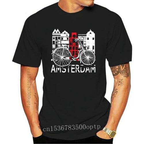 Amsterdam City Bicycle MenS Tee T-Shirt 2021 Fashion T-Shirt Casual Short Sleeve for Mens Clothing Summer Custom Shirt Design