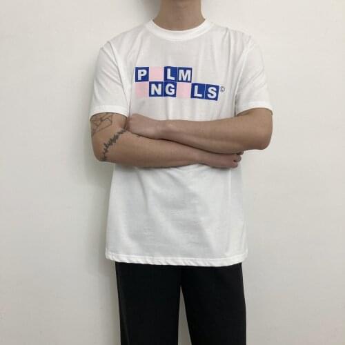 Palm Angels color matching letter printing short-sleeved Tide brand couple loose men women T-shirt