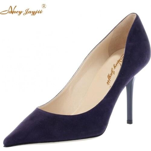Nancyjayjii Womens Blue Pleather Pointed Toe High Heels Basic Pumps Shoes shoes Cheap Women Plus Size 5-14 Comfortable Footwear