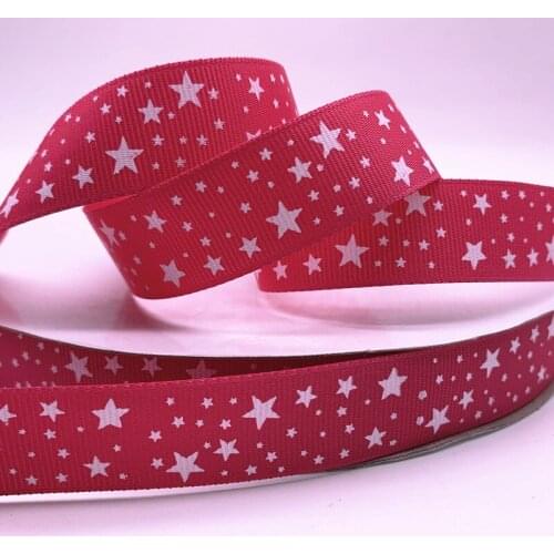 New 5yards 15mm 20mm 25mm 38mm Rose Grosgrain Ribbon Printed Stars for Christmas Wedding Decoration DIY Sewing Handmand Crafts