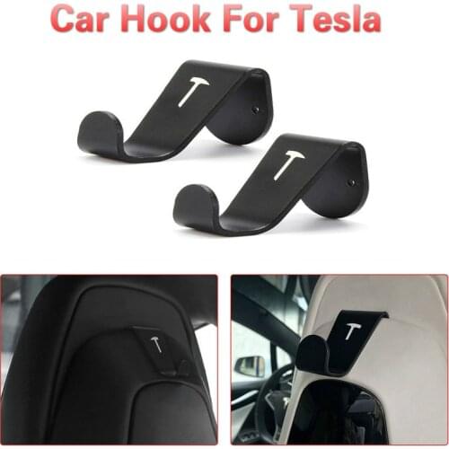 New 2pcs Car Accessories Fit For Tesla Model 3/S/X/Y Car Seat Headrest Hook Black Hanger Holder auto accessories 2017-2021