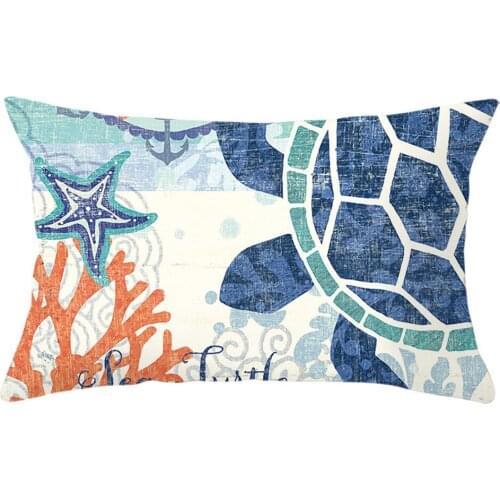 Sea Animal Starfish Printing Pillow Case Rectangle Waist Cushion Cover Fashion Sofa Living Room Decorative 30cm x 50cm