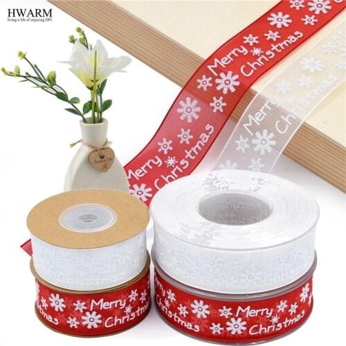 2pcs New Cross-border merry Christmas Ribbon Christmas Tree Decoration Material Gift Packaging Snow Ribbon 10m/pcs or 20m/pcs