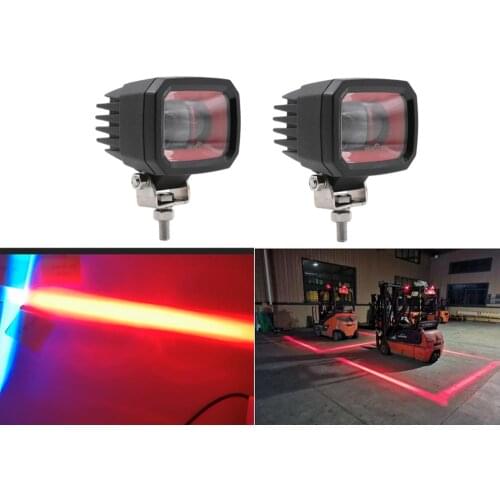 2pcs 3Inch 10-80v E9 IP66 9W red Flood Beam LED Forklift safety line zone Red Danger zone LED forklift warning light red zone