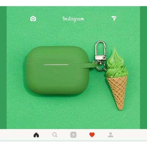 Cute Summer ice Cream Keychain Decoration Case for Apple Airpods 1 2 3 Pro Case ornament Bluetooth Earphone Silicone Cover