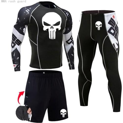 Men Thermal Underwear MMA Rashgard Compression Skin Jogger Base Layer Sport Bodybuilding Long Johns Winter Thermal Underwear Set