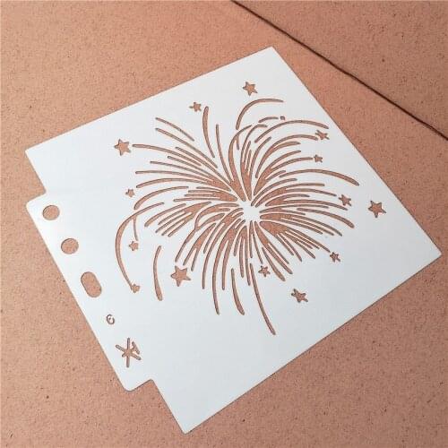 14.1*13 fireworks stencils Cover template spray plastic mold shield DIY cake hollow Embellishment printing lace ruler Easter