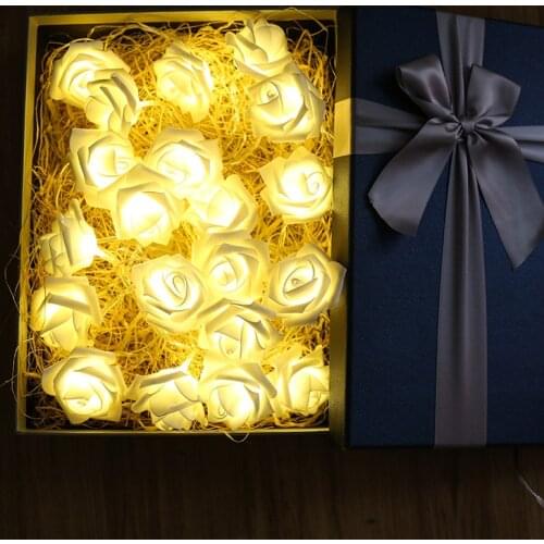 Creativity Valentines Day Gifts Colorful Rose LED Light String Christmas Light Decoration for Wedding Holiday Fairy Garland