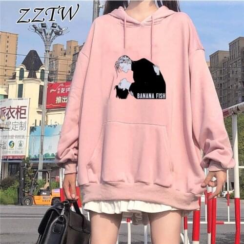 Banana Fish Anime Women Hoody Sweatshirt Ash Lynx Printed Cartoon Harajuku Kawaii Loose Long Sleeve Student Casual Pullover