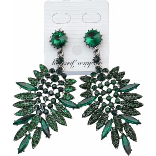 New Korean Style Big Leaves Crystal Earrings For Women Bridal Fashion Earring Party Statement Jewelry Gift Accessories Brincos