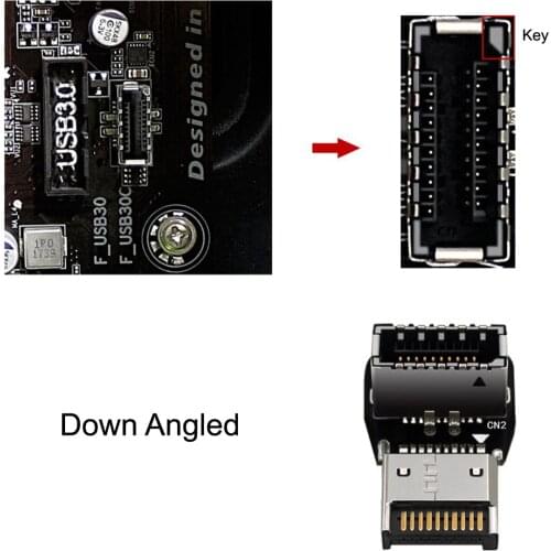 Zihan 2pcs USB 3.1 Front Panel Header Male to Female Type-E Motherboard Extension Data Adapter