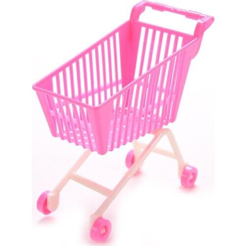 1PCS Random Mini Shopping Cart For Classic Toys Trolleys for Kids Girls Birthday Gift Dolls Accessories