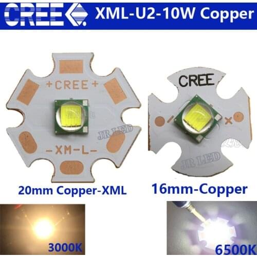 2 PCS CREE XML LED XML U2 10W WHITE White Warm White High Power LED Emitter with 16mm 20mm PCB Copper plate