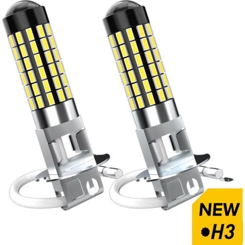 2Pcs High Power 881 880 H27 H3 H1 White 3014 Chips 78 SMD LED Fog Light Headlight Lamps Bulb LensSuper bright DC 12V 24V 6000k