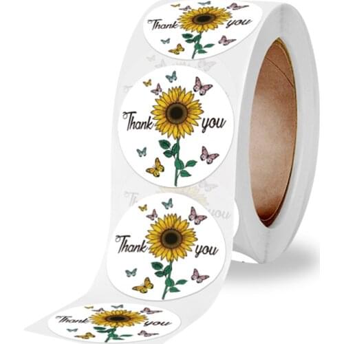 500pcs Sunflower Thank You Stickers Seal Labels Handmade Sticker for Candy Gift 124E