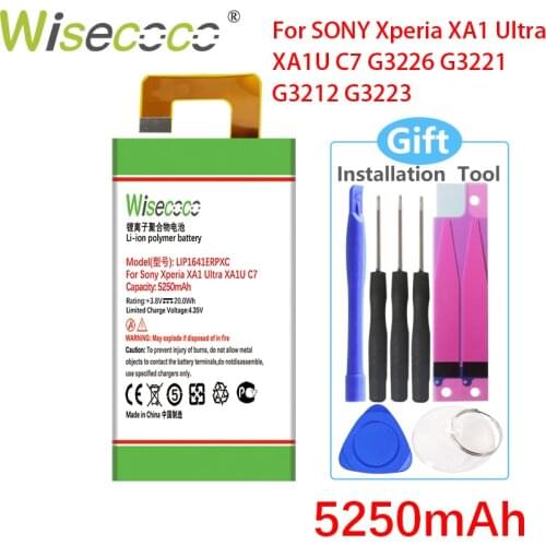 WISECOCO 5250mAh LIP1641ERPXC Battery For SONY XA1 Ultra XA1U C7 G3226 G3221 G3212 G3223 Mobile Phone With Tracking Number