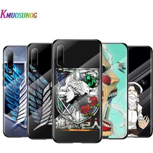 Anime Attack On Titan For Huawei P40 P30 P20 P10 Pro Plus Lite 5G 2019 Tempered Glass Cover Shell Luxury Phone Case