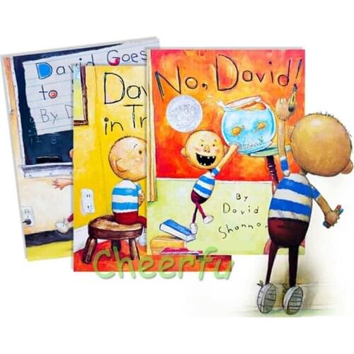 David Shannon 3 Styles Books No David, David Gets in Trouble, David Goes to School Cognitive Picture Book For Children Stoies