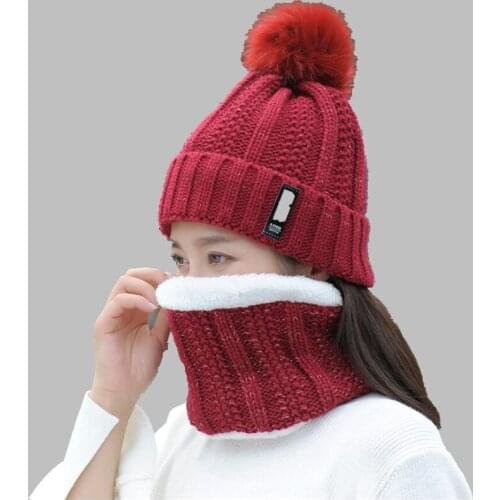 Womens Wool Hat One-piece Bracelet Set Fashion Winter Girl Warmer girls ball beanies scarf 08 letter strip mix color caps colla