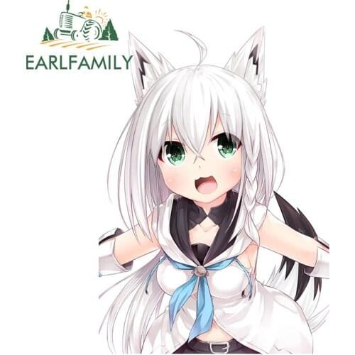 EARLFAMILY 13cm x 9.1cm for Hololive Shirakami Fubuki Scratch-Proof Car Sticker Scratch-Proof Decal Motorcycle Windows Decor