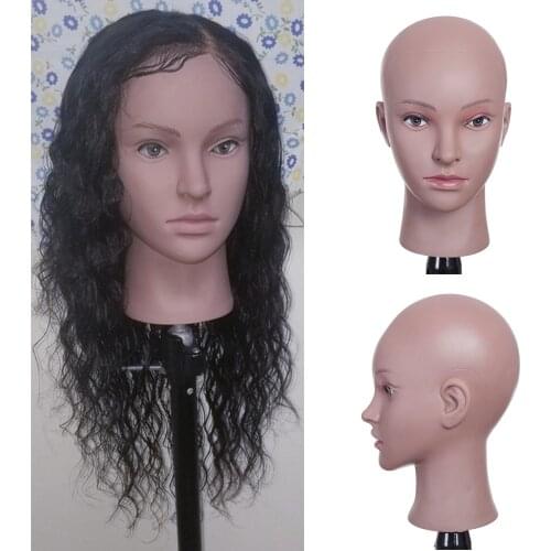 Wig Mannequin Head with Stand Bald Cosmetology Manikin Sewing Head for Making Wigs with Free Holder for Black Women