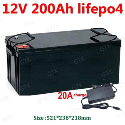 GTK Lifepo4 12.8V 200AH lithium BMS 12V for Photovoltaic solar energy backup power subwoofer RV +20A Charger