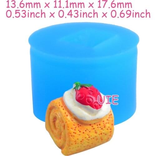 GYL453U 13.6mm x 11.1mm x 17.6mm Strawberry Roll Cake Silicone Mold Fondant Cake Decoration Candy Resin Clay Earrings Necklace