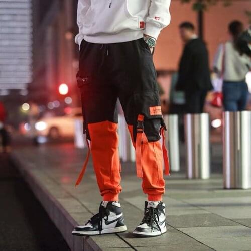 Harajuku Jogger Sweatpant Cotton Men Trousers 2021 Hip Hip Pants Vintage Block Patchwork Corduroy Cargo Harem Pant Streetwear