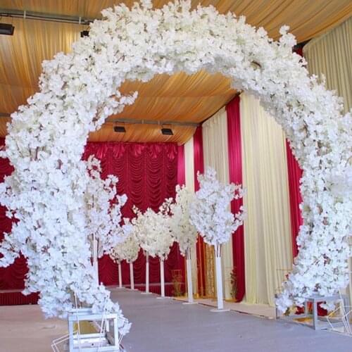 Artificial Cherry Blossom Fake Flower Garland White Pink Red Purple Available 1 m/pcs for Wedding DIY Decoration Free Shipping