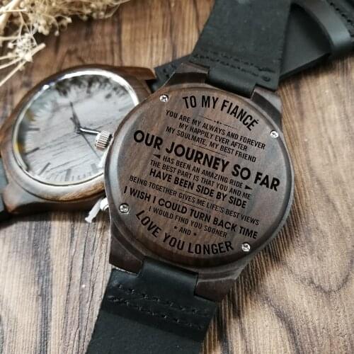 To My Fiance-Engraved Wooden Watch Customized Men Ebony wood Watches Luxury Watch Wrist Watch Birthday Holiday Gifts