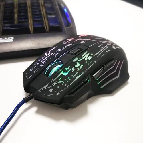 Kebidumei 7 Buttons 3D Wired Gaming Mouse 1000/1800/3000/4800 DPI LED Optical USB Gamer Computer Mice For PC Adjustable Mouse