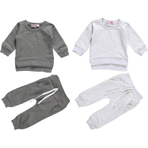 2021 Newborn Baby Boy Clothes Set Childrens Clothing Sets Long Sleeve Solid Sweatshirt Shirts Pants Outfits 2Pcs Boys Infant