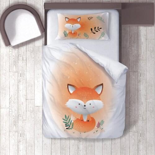 Duvet Cover Set Bedding Set Pillow Case for Baby and Kids Room 3D Printed Orange Fox Model 265